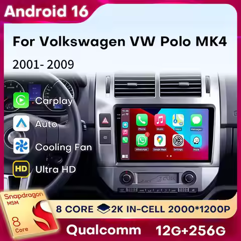 Android 16 Carplay For Volkswagen VW Polo MK4 6Q 9N 9N3 2001- 2009 GPS BT DSP Audio 5G WIFI Car Radi