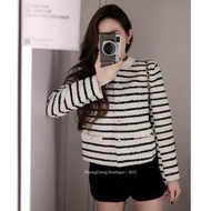 HUONG GIANG BOUTIQUE striped tweedJacket, Simple Korean style buttoned winterJacket
