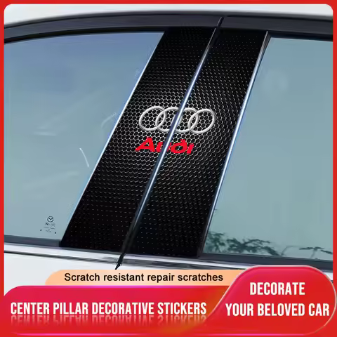 2Pcs Car Center Pillar Sticker Honeycomb Texture B-Pillar Decal For Audi A3 A5 A6 A7 A8 Q3 Q5 Q7 Q8 