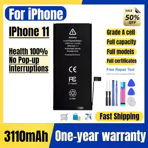 For IPhone11 Mobile Phone Battery Health 100% No Pop-up Interruptions High Capacity Battery Replacem