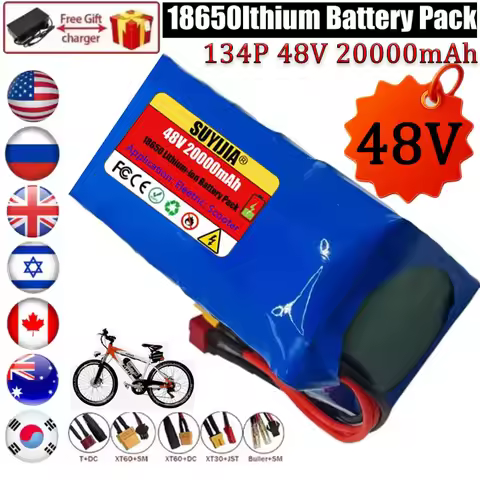 48V 13S4P 18650 Lithium Battery Pack 20000mAh Large Capacity Suitable for Electric Scooter Built-in 