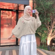 Batwing Rainbow Ribbon Motif Batwing Women's Top Balloon Sleeve Premium Knitwear Betwing Knit Premiu