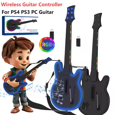 Wireless Guitar Controller 2.4G Wireless PC Guitar Controller Console Gamepad for PS4 PS3 PC Guitar 