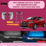 XTREME AUTO PERODUA MYVI GEN3 2018-2024 CAR NEW CHROME CRYSTAL ALBINO SIDE MIRROR LED LAMP ACCESSORI