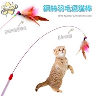 Metal Steel Wire Feather Teasing Cat Stick Toy [u27]