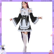 Hot Ram/Rem Cosplay Re:zero Kara Hajimeru Isekai Seikatsu black blue red Costume Maid Servant Dress