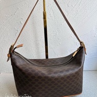 中古Celine棕花肩揹飯盒包