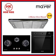 (HOB + HOOD + OVEN) Mayer MMGH / MMSS888 3 Burner Hob + Mayer MMSIA-1 900 HS Slim Hood + Mayer MMDO8R Built in Ove