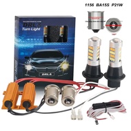 Ba15s BAU15S 1156 P21w Bộ DRL Chế Độ Kép Chạy Ban Ngày & Nhan Hổ Phách Trắng 12V Phù Hợp Đa Năng Cho