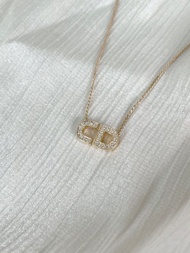 Dior經典水鑽CD頸鏈 附飾物盒 日本中古Vintage