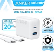 Combo Củ Sạc Nhanh 1C+1A Kèm Cáp C to C ANKER B2348 20W- Hàng Chính Hãng