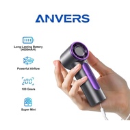anvers handheld fan 40000mah portable mini fan 6 speed led display strong wind 13.8m/s light weight 