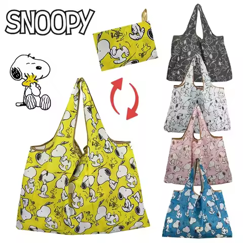 Snoopy Thick Large Tote ECO Reusable Portable Cartoon Shoulder Women's Handbags Waterproof Folding P