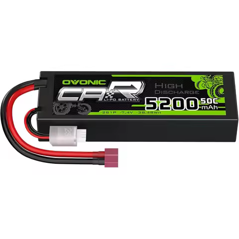 OVONIC 2S Lipo Battery 50C 5200mAh 7.4V Lipo Battery with Dean-Style T Connector for 1/8 1/10 RC Car