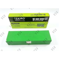 Tekiro Socket Wrench Set Box Tin 18pcs 6-22mm 6PT Hand Socket Set Shock Socket Wrench Box Can
