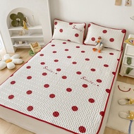 Ins Cute Latex Mattress Cover Set Girly Heart Air Conditioning Soft Mat Foldable hine Washable Bed Mat Cool Bed Cover