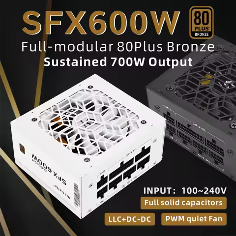 METALFISH Full-Modular SFX-500W 600W PSU 80Plus Bronze White Power Supply For Mini ITX Chassis Small