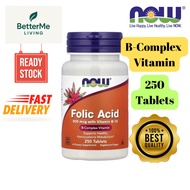 [Ready Stock] NOW Foods, Folic Acid, 800mcg, 250 Tablets, Vitamin B-12, B-Complex, Healthy Homocyste