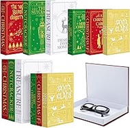 AmazingSpark 6 Pcs Christmas Decorative Faux Book Storage Box with Magnetic Cover for Home Office De