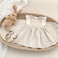 73-110 Baby Girl Contrast Color Flying Sleeve Dress Girl Sweet Princess Dress Girl Dress Girl Dress 