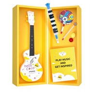 Enya Mini Coco Childrens Toy 4-in-1 Music Set Gift Package Includes 21 Inch Mini Ukulele 13-Key Melodica Egg Shaker Set Lollipop Hand Drum with Stick - for Young Kids Ages 3 and Up