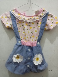 Pre loved/Thrift/Second/Bekas setelan dress bayi rok mini motif bunga bahan adem usia 6 bulan - 1,5 
