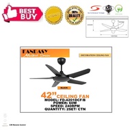 [Remote Control] Decoration Ceiling Fan (42 Inch/5 Blade/4 Speed) - Black (Sirim Approved)