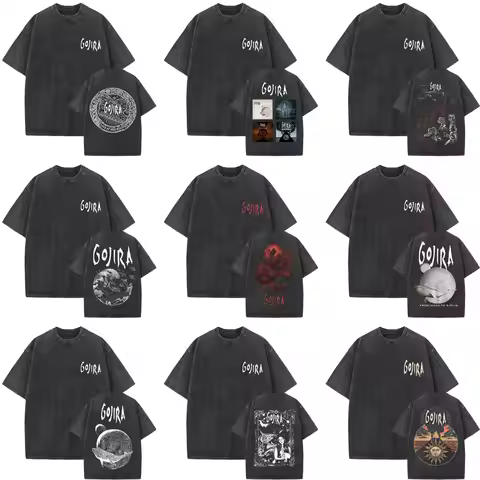Washed Vintage Metal Band Gojira T-shirt From Mars To Sirius Flying Whales Snake Graphic T-shirts Me