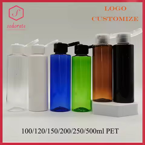 20/50pcs Empty Plastic Bottle 100ml 120ml 150ml Flap Lid 200ml 250ml 500ml PET Travel Refillable Bot