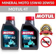 GUARANTEE 100% ORIGINAL MOTUL MOTO MINERAL 15W40 20W50 4T ENGINE OIL MINYAK HITAM MOTOR MINERAL