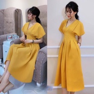 [HCM]ĐẦM CỔ V XẾP LY EO NANA