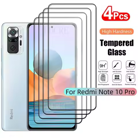4Pcs For Xiaomi Redmi Note 10 Pro Glass Redmi Note 10 Pro Glass New Full Cover Glue 9H HD for Screen