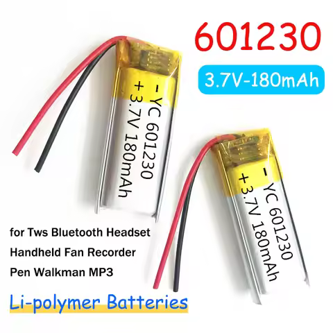 601230 Polymer 3.7V Lithium Battery 180mAh Li-polymer Batteries for Tws Bluetooth Headset Handheld F