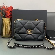 Chanel香奈兒19bag小號黑金鍊條包芯片