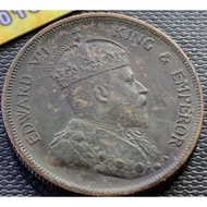 STRAITS SETTLEMENT 1 CENT 1908 ERROR COIN ON CROWN