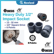 Genesis Socket Wrench / 1/2" Black Hardened Impact Socket / Box Socket (13mm - 32mm)