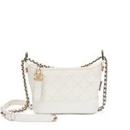 Chanel White Quilted Calfskin Small Gabrielle Hobo Bag Gold and Ruthenium Hardware, 2019