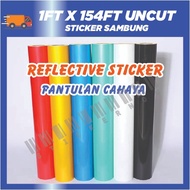 154FT UNCUT ROLL PREMIUM REFLECTIVE STICKER Vinyl Stiker Sambung pantulan cahaya cameo ezcut cricut