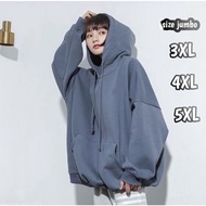 jaket Hoodie sweater denim oversize big jumbo pria wanita unisex size 3XL 4XL 5XL