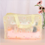Tas Plastik Transparant Anti Air Motif Bunga Pouch Make Up Waterproof Kosmetik Murah ptt