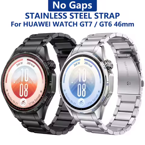No Gaps Metal Stainless Steel Strap For HUAWEI WATCH GT 7 46mm Replacement Band For HUAWEI GT 6 46mm