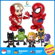 Dance Hero toy, Dancing Robot with light and music, Iron Man, Spider Man, Batman, Hulk, Avengers.
