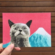 貓與富士山－孔版印刷明信片