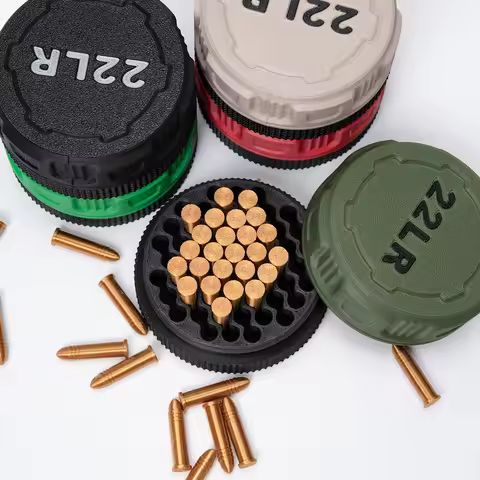 Mini Ammunition Storage Box for .22LR Caliber, Compact Durable Ammo Case with Screw-On Lid, Portable