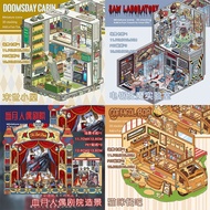 4 Pcs [Micro Horror Series] Landscape Stickers 3D Waterproof Material Cartoon Style Scrapbook Journa