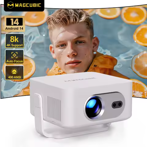 Magcubic Auto Focus Android 14 4K Projector 400ANSI 8K Native 720P HY300 Max With Wifi6 BT5.4 Allwin