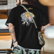 马登工装 美式复古横须贺刺绣短Tee老虎头黑色纯棉短袖体恤男夏季 黑色 L