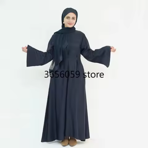 2025 New Luxury Dubai Abaya Muslim Women Dress Bow Decoration Cuff Black Abayas Female Satin Evening