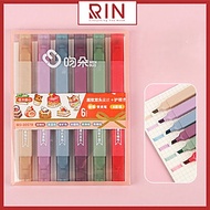 Set 6 bút highlight dạ quang đánh dấu dòng Pastel 2 đầu FLUORESCENT PEN