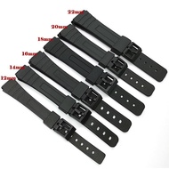 12 14 16 18 20 22mm Silicone Watch Strap for Casio W800H Black PU Resin Bracelet SGW400 F91W F84 F105/108/A158/168 AE1200/1300